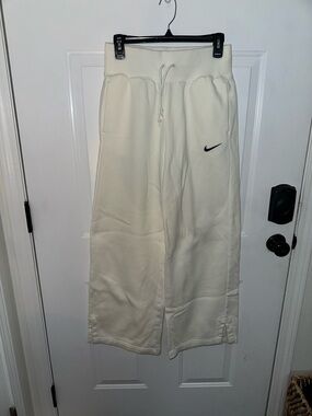 Nike Cream Wide-Leg Sweats with Black Swoosh